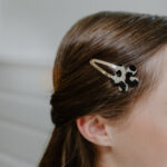 barrettes doubles en forme de fleurs de couleur léopard doré