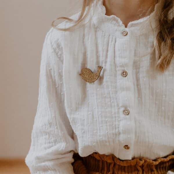 broche paillettes oiseau