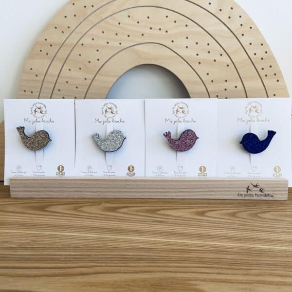 broche paillettes oiseau