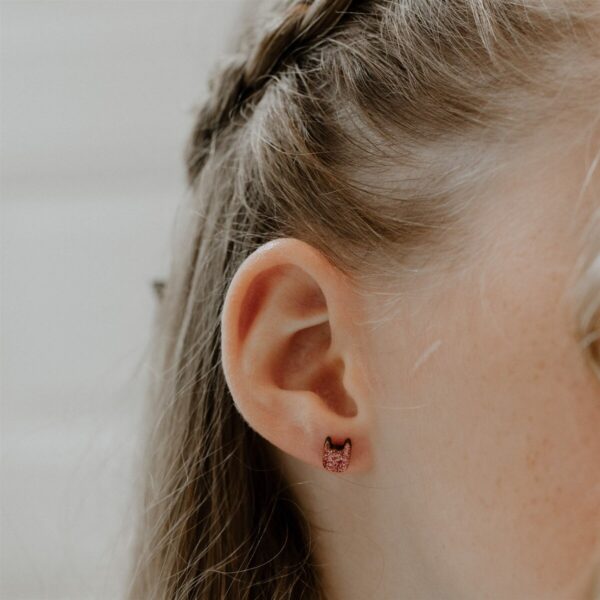 Boucles d'oreilles pailletées chat rose - Les Petites Hirondelles