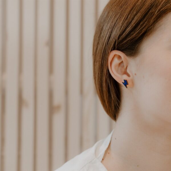 Boucles d'oreilles pailletées éclair bleu - Les Petites Hirondelles