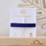 Barrette clip en feutrine pailletée basique bleu de la marque Les Petites Hirondelles sur sa cartonnette