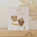 Barrettes doubles coeurs doré - Les Petites Hirondelles