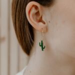 Créoles pailletées cactus vert - Les Petites Hirondelles