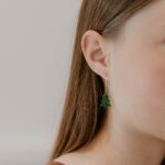 Créoles pailletées sapin vert - Les Petites Hirondelles
