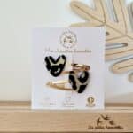Barrettes doubles Cœurs Léopard doré - Les Petites Hirondelles