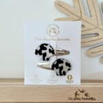 Barrettes doubles Coquillages Léopard argenté - Les Petites Hirondelles