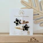 Barrettes doubles Etoiles Léopard doré - Les Petites Hirondelles