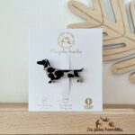 Broche pailletée Teckel Léopard argenté - Les Petites Hirondelles