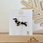 Broche pailletée Teckel Léopard doré - Les Petites Hirondelles