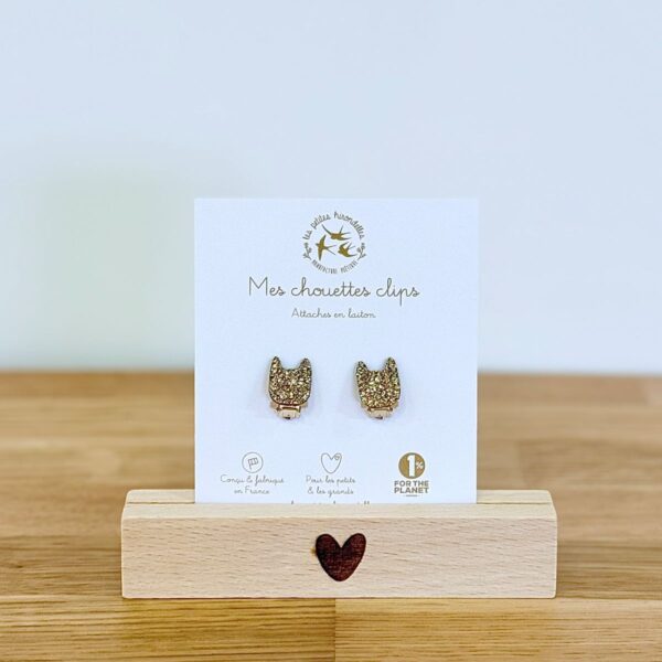 Boucles d'oreilles clip doré en frome de chats