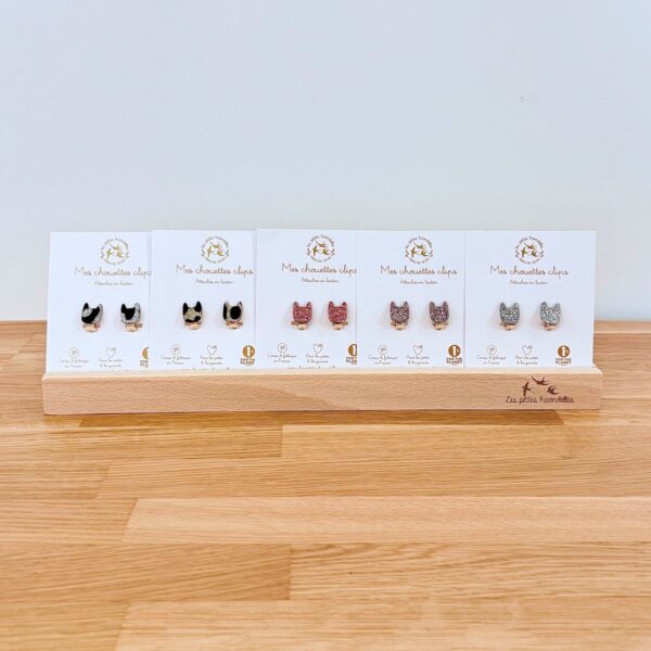 Boucles d'oreilles clips de différents coloris en forme de chats