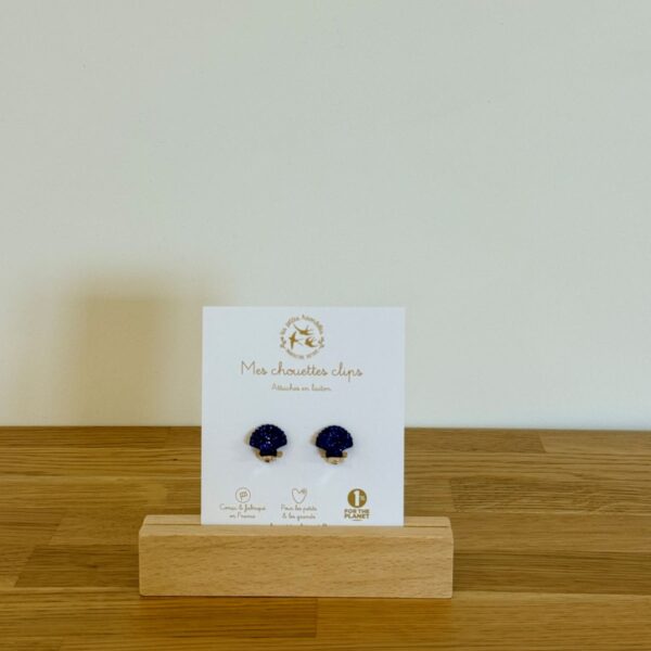 Boucles d'oreilles clip bleu en frome de coquillages