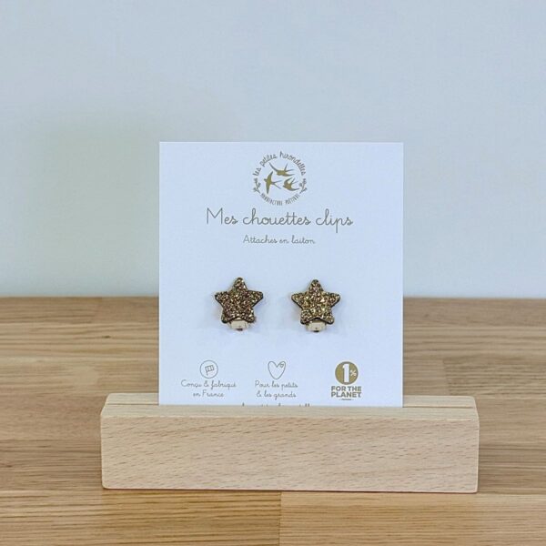 Boucles d'oreilles clip doré en frome d'étoiles