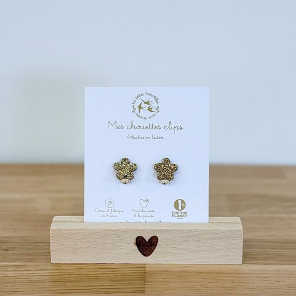 Boucles d'oreilles clip doré en frome de fleurs