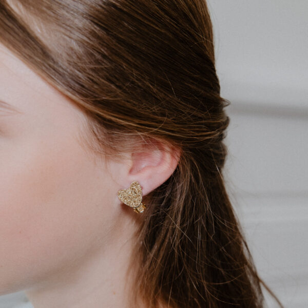 boucles clips coeurs doré