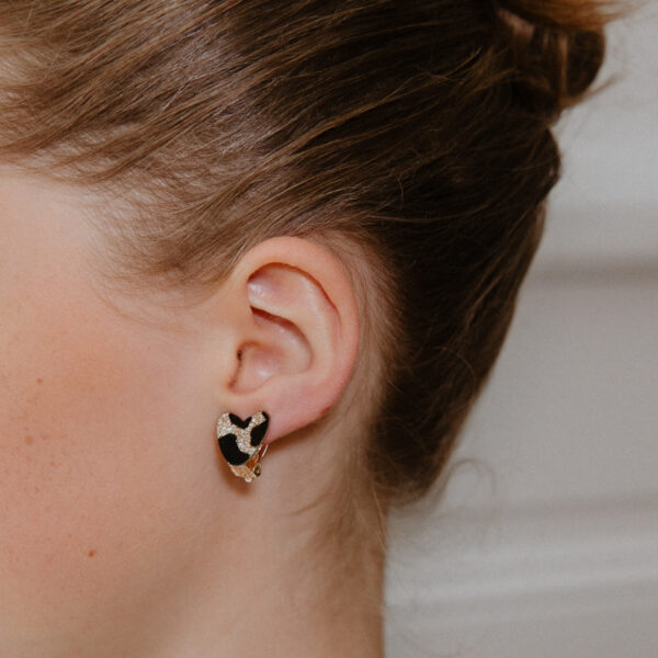 boucles clips coeurs léopard doré