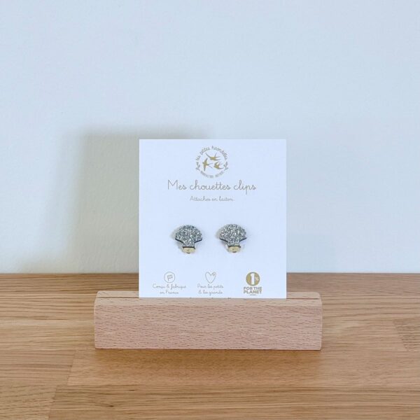 Boucles d'oreilles clip argent en forme de coquillages