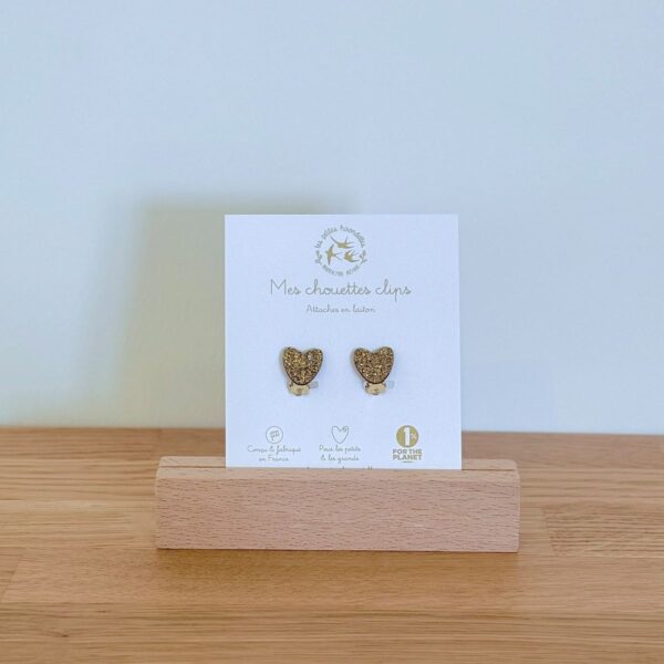Boucles d'oreilles clip argent en forme de coeurs
