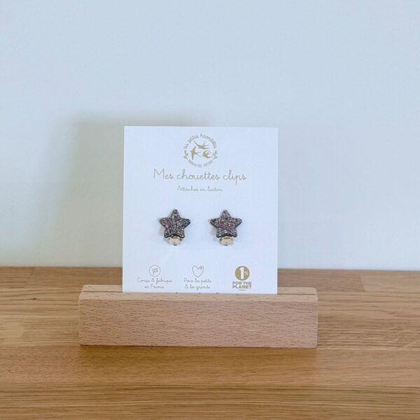 Boucles d'oreilles clip multicolore en forme d'étoiles