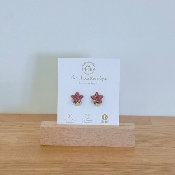 Boucles d'oreilles clip rose en forme d'étoiles