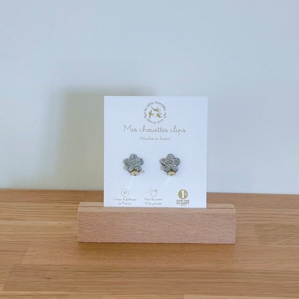 Boucles d'oreilles clip argent en forme de fleurs