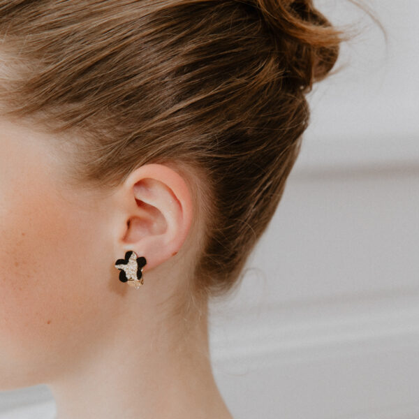 boucles clips fleurs léopard doré