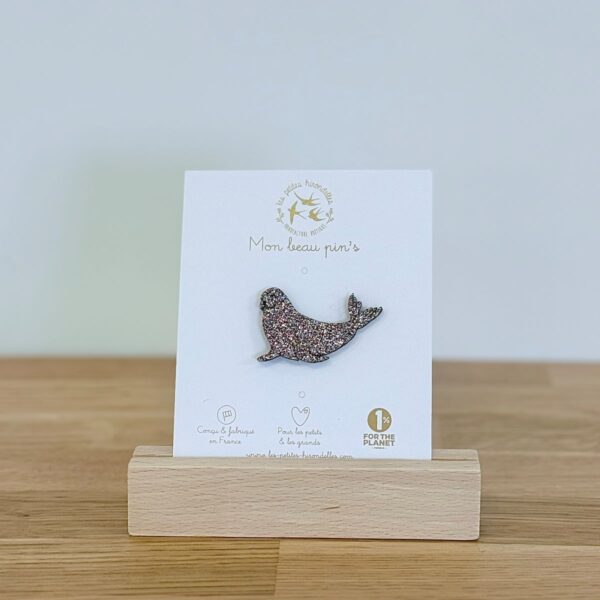 Pin's en feutrine pailletée en forme de phoque multi