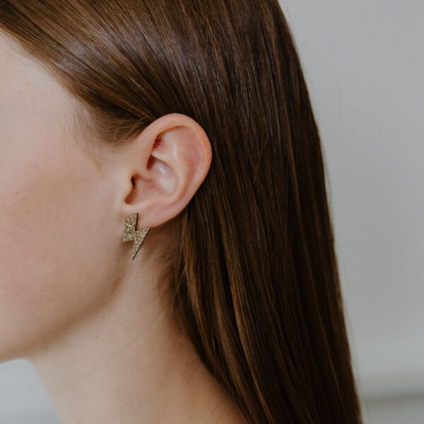 Boucles d'oreilles en forme d'éclairs de couleur doré, taille S