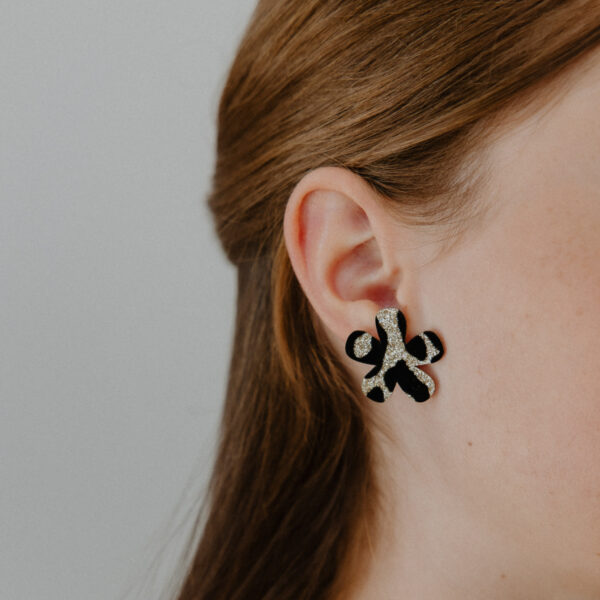 Boucles d'oreilles en forme de fleurs de couleur léopard doré, taille M